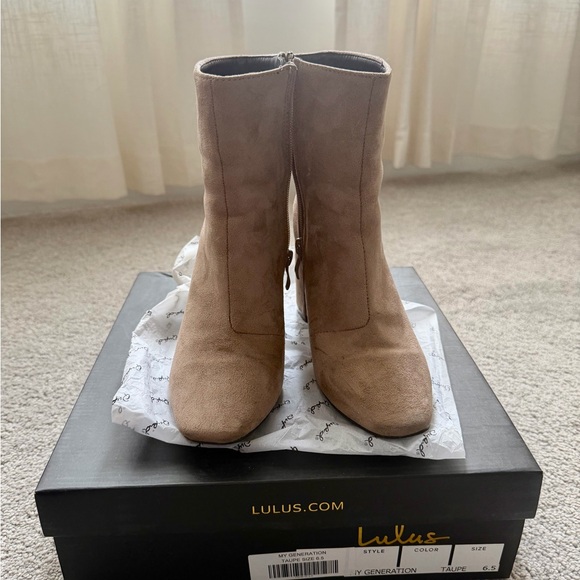 My Generation Taupe Suede High Heel Mid-Calf Boots - 6.5 - Picture 6 of 9